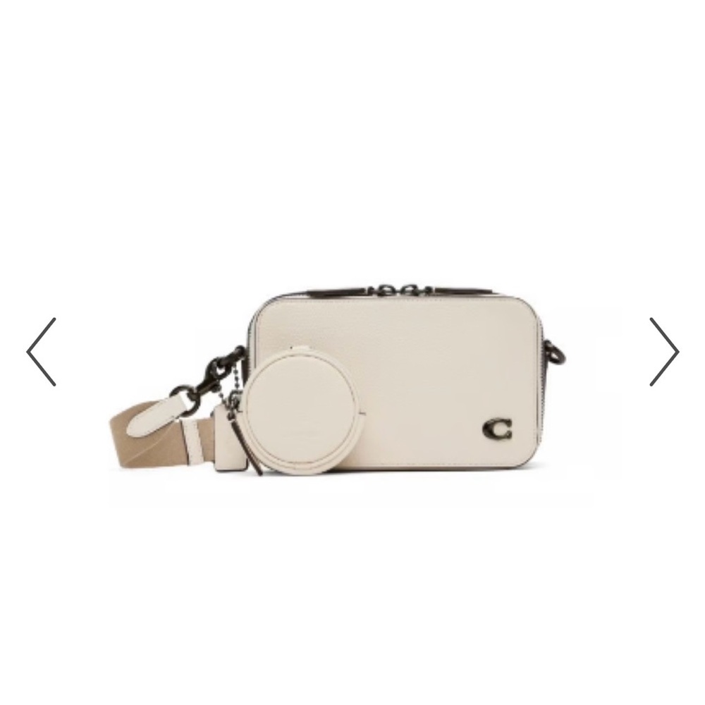 Coach Ivory Crossbody Bag with Tan Strap
